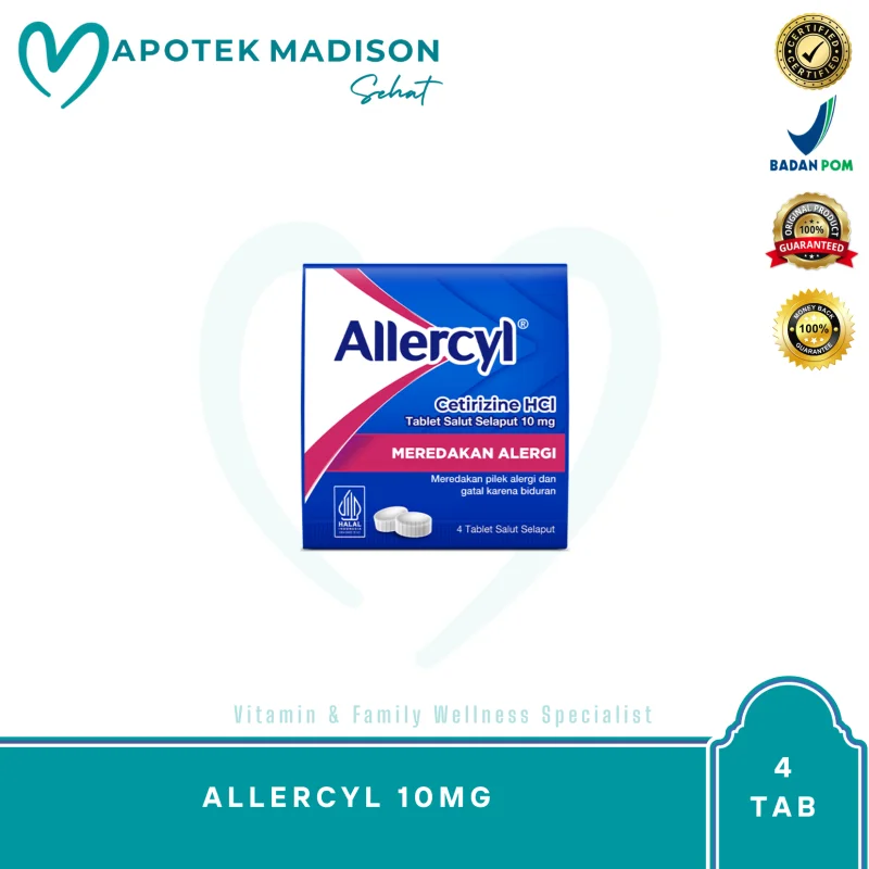 ALLERCYL 10MG TEMPO SCAN PACIFIC BOX 25 STR 4 TAB