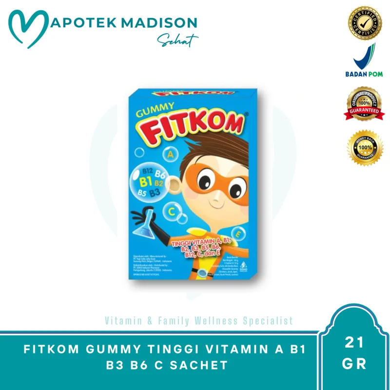 FITKOM GUMMY TINGGI VITAMIN A B1 B3 B6 C BOX 5 SCHT @ 21GR