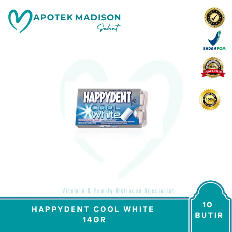 HAPPYDENT COOL WHITE PAK 10 BUTIR 14GR