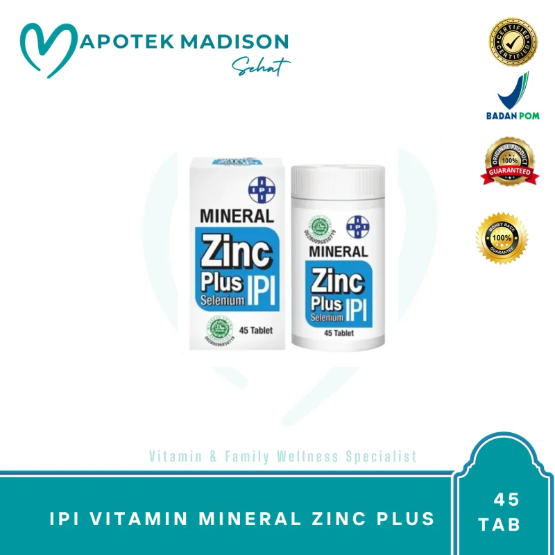 IPI VITAMIN MINERAL ZINC PLUS KEMASAN 1 BOTOL ISI 45 TABLET