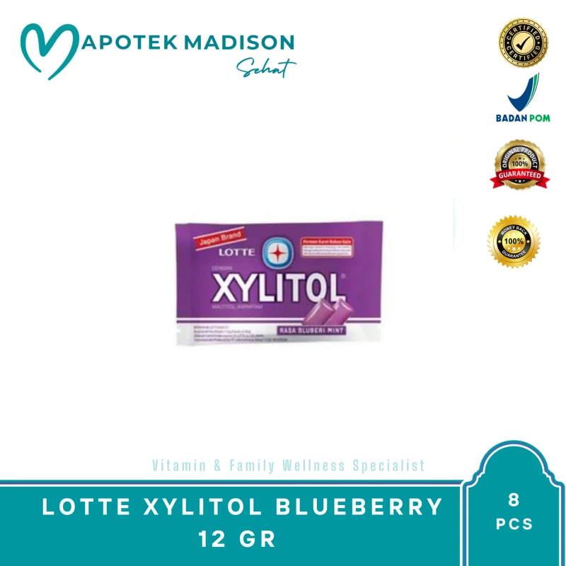 LOTTE XYLITOL BLUEBERRY MINT BLISTER 8 PCS