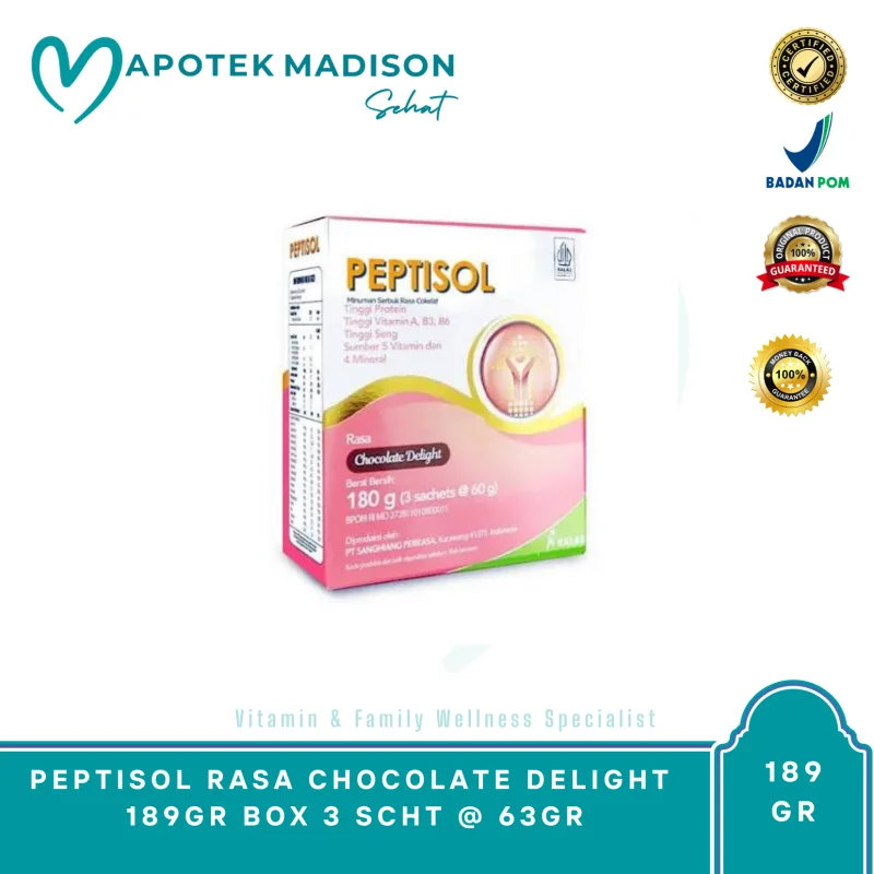 PEPTISOL RASA CHOCOLATE DELIGHT 189GR BOX 3 SCHT @ 63GR