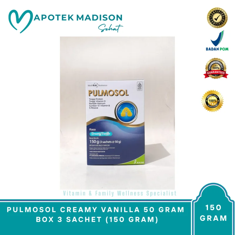 PULMOSOL CREAMY VANILLA 50 GRAM BOX 3 SACHET (150 GRAM)