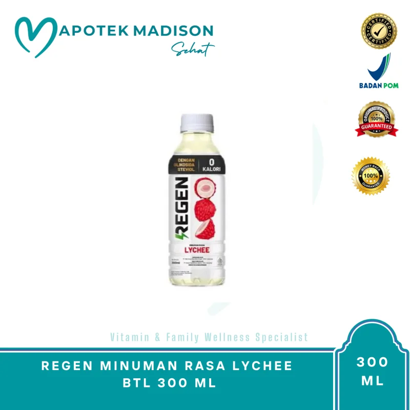 REGEN MINUMAN RASA LYCHEE BTL 300 ML