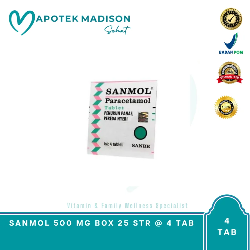 SANMOL 500 MG BOX 25 STR @ 4 TAB