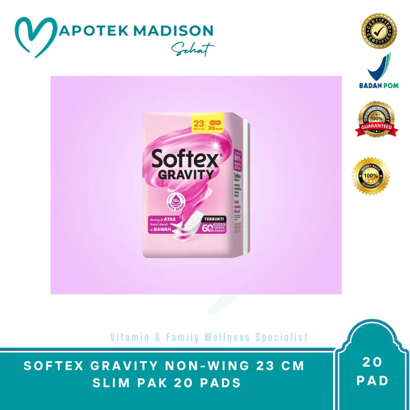 SOFTEX GRAVITY NON-WING 23 CM SLIM PAK 20 PADS
