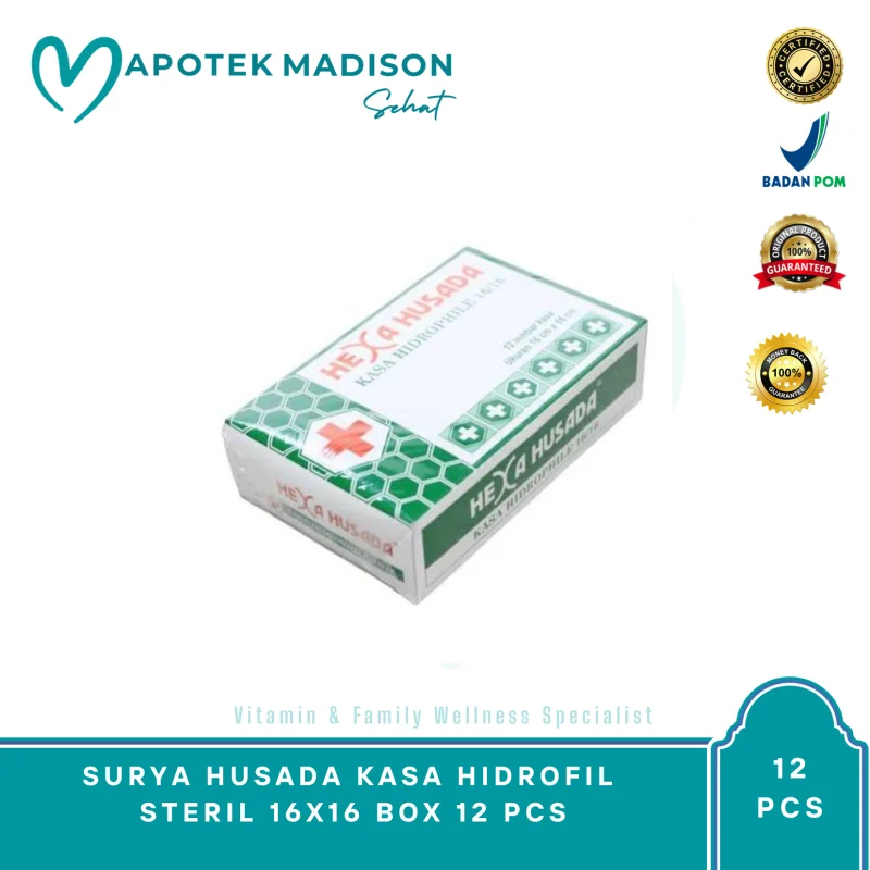 SURYA HUSADA KASA HIDROFIL STERIL 16X16 BOX 12 PCS