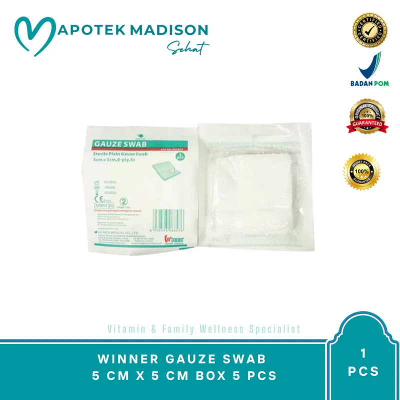 WINNER GAUZE SWAB 5 CM X 5 CM BOX 5 PCS