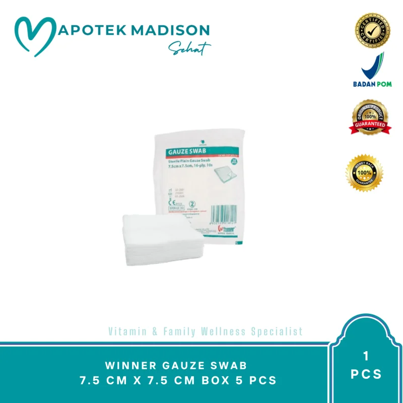 WINNER GAUZE SWAB 7.5 CM X 7.5 CM BOX 5 PCS